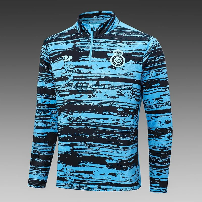 2024/2025 Al-Nassr Half-Pull Entrenamiento Suit Blue Black Futbol Playera 3