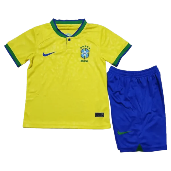 Brazil Kids Soccer Jersey Home Kit(Jersey+Shorts) World Cup 2022