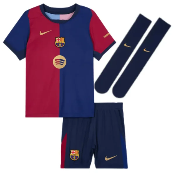 2024/25 Kids Barcelona Home Full Kit(Jersey+Shorts+Socks)  - Spotify Logo Without Text
