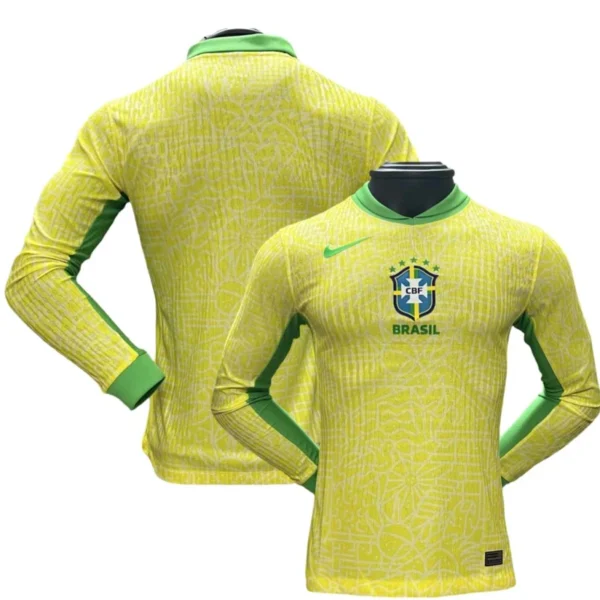 Nike Authentic Soccer Jersey Brazil Home Shirt Long Sleeve 2024