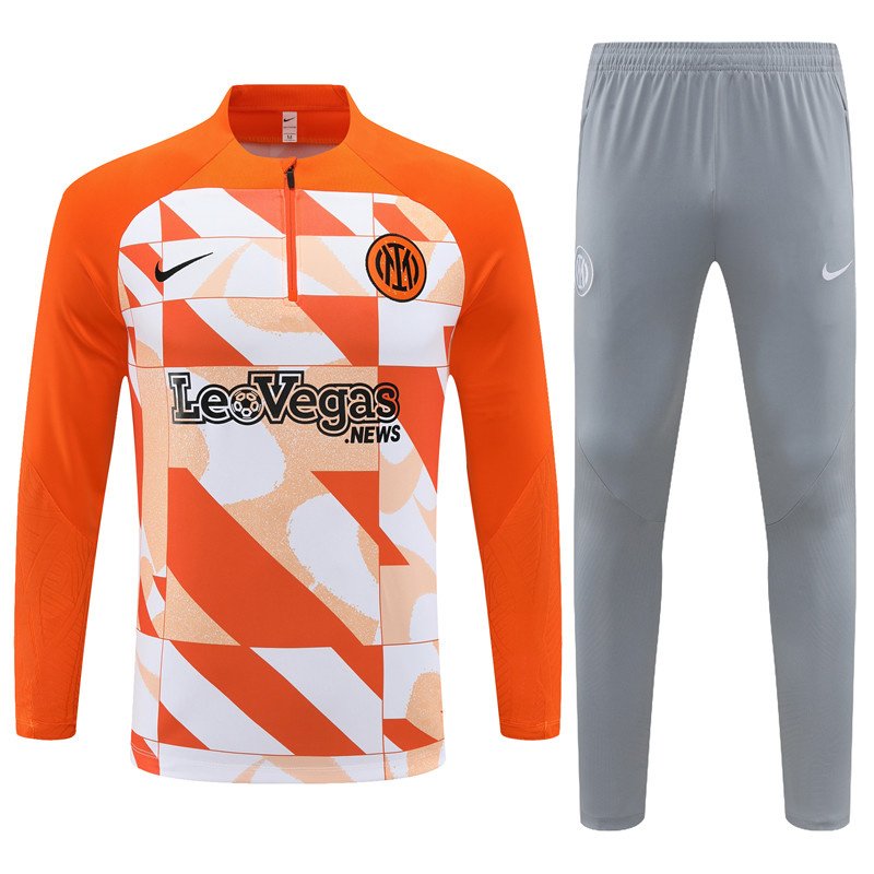 bfbf38450e 23-24 Inter Milan Long Sleeve Kits Orange Zipper Training Suits Jersey - Image 1