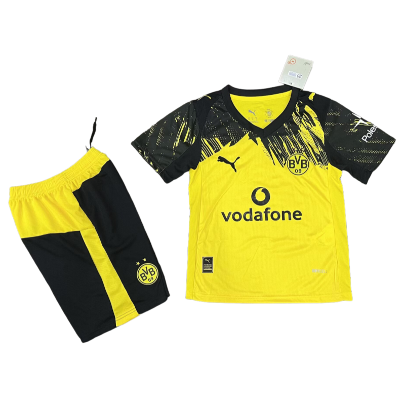 f90c46fc Borussia Dortmund Yellow Home Kids football jersey Kit 2025-26 Fan Version - Image 1