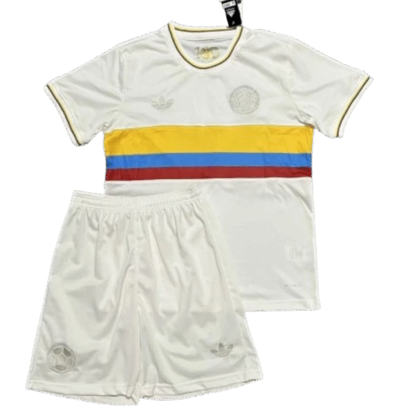 Colombia 24-25 Nation 100th Anniversary Special Edition Kids Kits White Jersey